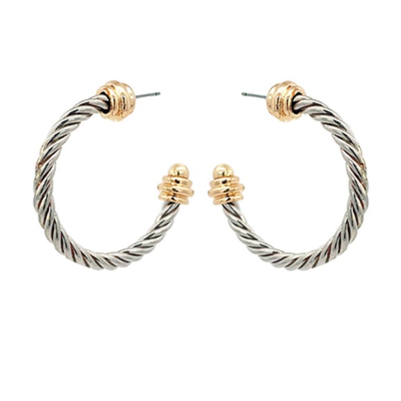 Edge Ball Accent Twisted Metal Hoops - Picture 2 of 2